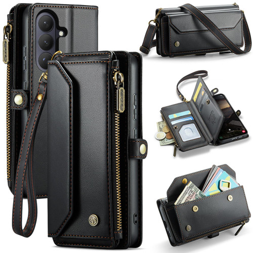 Samsung Galaxy S26+ CaseMe C36 Card Slots Zipper Wallet RFID Anti-theft Leather Phone Case - Black