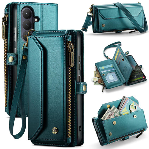 Samsung Galaxy S26+ CaseMe C36 Card Slots Zipper Wallet RFID Anti-theft Leather Phone Case - Blue