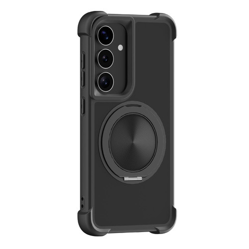 Samsung Galaxy S26+ CD Texture 360 Degree Rotating Holder MagSafe Phone Case - Black