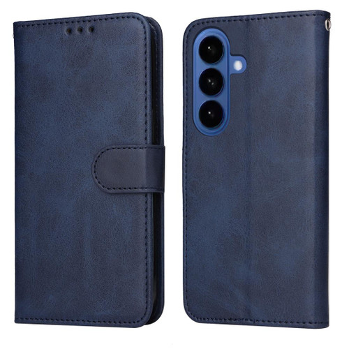 Samsung Galaxy S26+ Classic Calf Texture Flip Leather Phone Case - Blue