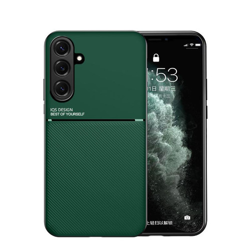 Samsung Galaxy S26+ Classic Tilt Strip Grain Magnetic PC Hybrid TPU Phone Case - Green