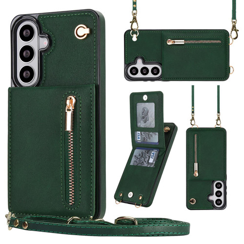 Samsung Galaxy S26+ Cross-body Zipper Square Phone Case with Holder - Green