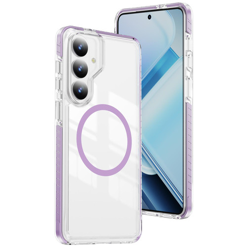 Samsung Galaxy S26+ Crystal Shield Clear Magnetic Acrylic Hybrid TPU Phone Case - Purple