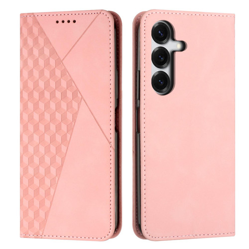 Samsung Galaxy S26+ Diamond Splicing Skin Feel Magnetic Leather Phone Case - Rose Gold