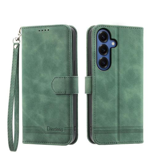 Samsung Galaxy S26+ Dierfeng Dream Line TPU Hybrid PU Leather Phone Case - Green