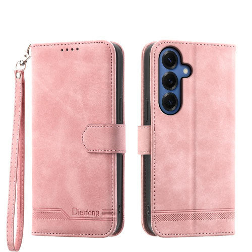 Samsung Galaxy S26+ Dierfeng Dream Line TPU Hybrid PU Leather Phone Case - Pink