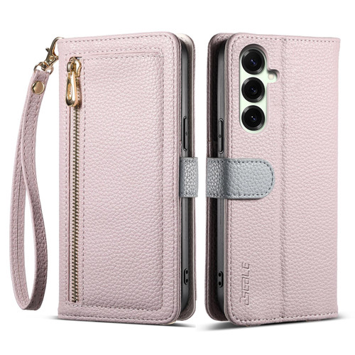 Samsung Galaxy S26+ ESEBLE E11 Colorful Litchi Pattern Zipper Wallet Leather Phone Case - Light Purple