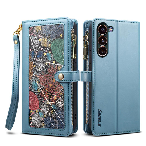 Samsung Galaxy S26+ ESEBLE Star Series Lanyard Zipper Wallet RFID Leather Case - Blue