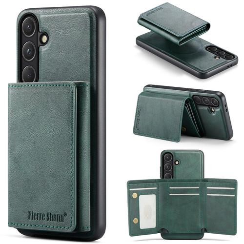 Samsung Galaxy S26+ Fierre Shann 2 in 1 Holder RFID Card Slot Wallet MagSafe Phone Case - Green