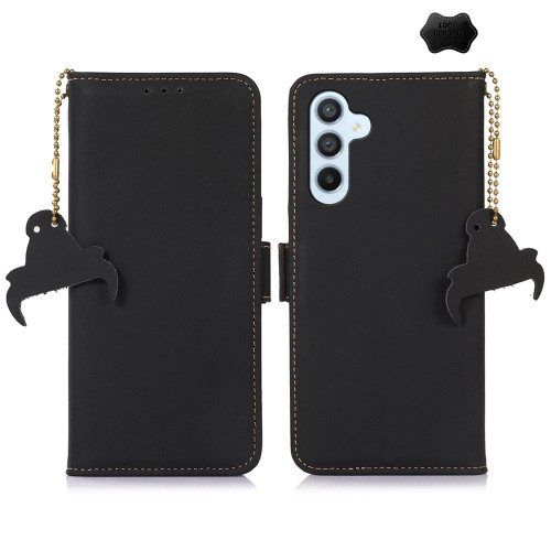 Samsung Galaxy S26+ Genuine Leather Magnetic RFID Leather Phone Case - Black