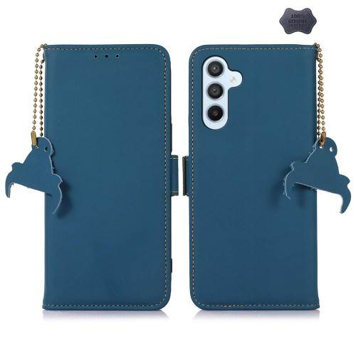 Samsung Galaxy S26+ Genuine Leather Magnetic RFID Leather Phone Case - Blue