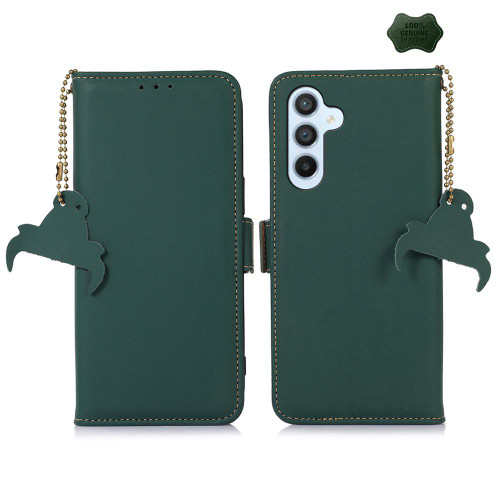 Samsung Galaxy S26+ Genuine Leather Magnetic RFID Leather Phone Case - Green