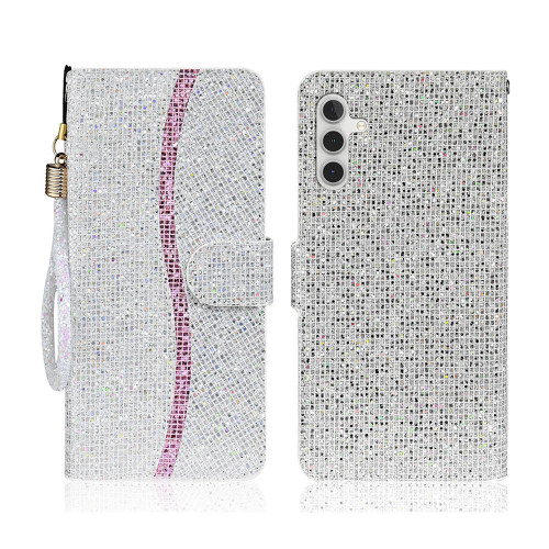 Samsung Galaxy S26+ Glitter Powder Filp Leather Phone Case - Silver