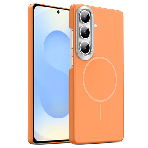 Samsung Galaxy S26+ Gold Armor PC Thin Circle MagSafe Shockproof Phone Case - Orange