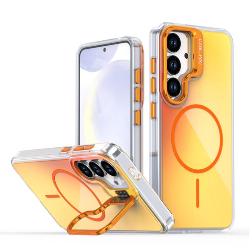 Samsung Galaxy S26+ Gradient Discolor Lens Kickstand Magsafe Phone Case - Orange