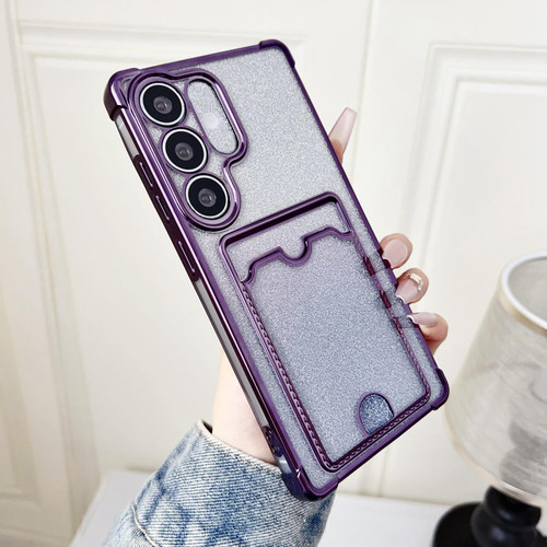 Samsung Galaxy S26+ Gradient Glitter Plating TPU Phone Case with Card Slot - Purple