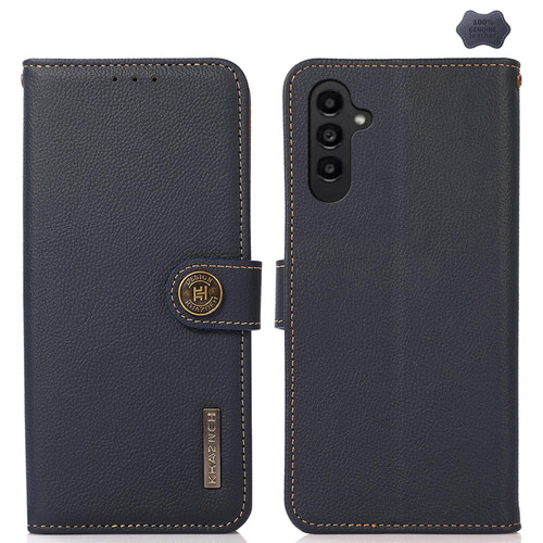 Samsung Galaxy S26+ KHAZNEH Custer Genuine Leather RFID Phone Case - Blue