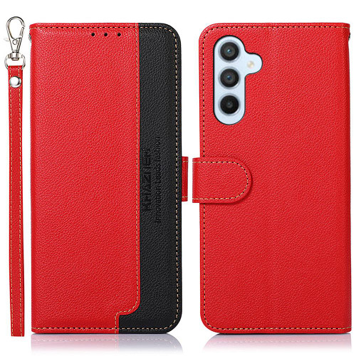 Samsung Galaxy S26+ KHAZNEH Litchi Texture Leather RFID Phone Case - Red