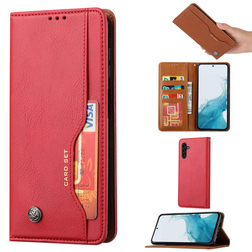 Samsung Galaxy S26+ Knead Skin Texture Flip Leather Phone Case - Red