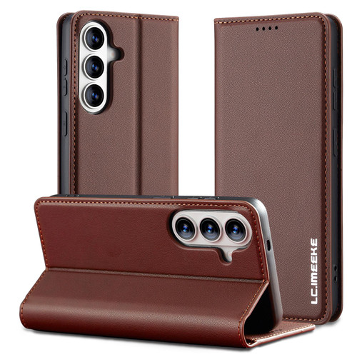 Samsung Galaxy S26+ LC.IMEEKE L1 Series Frosted Fine Texture PU Phone Case - Brown