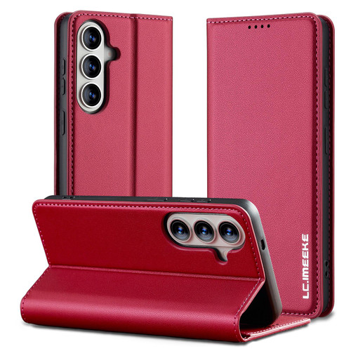 Samsung Galaxy S26+ LC.IMEEKE L1 Series Frosted Fine Texture PU Phone Case - Red