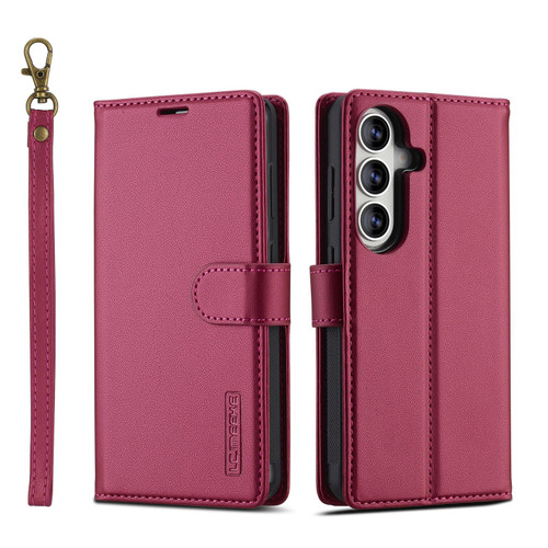 Samsung Galaxy S26+ LC.IMEEKE L2 Series Detachable Magsafe PU Phone Case with Lanyard - Red