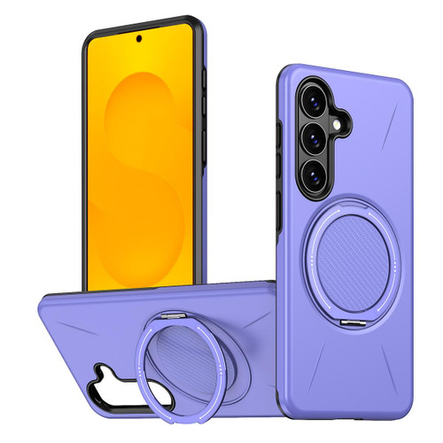 Samsung Galaxy S26+ Metal Rotation Holder MagSafe TPU Hybrid PC Phone Case - Purple