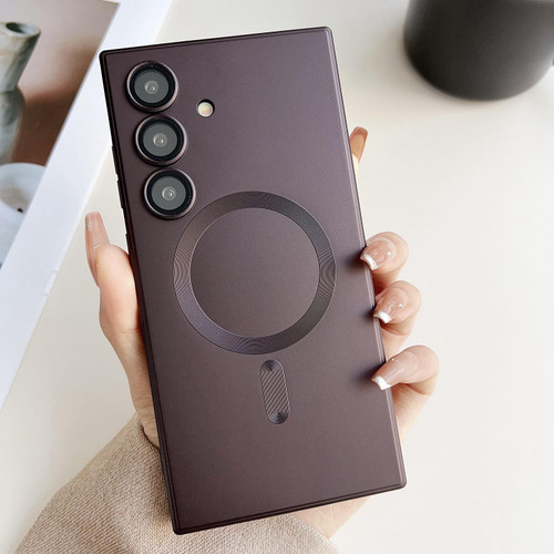 Samsung Galaxy S26+ Metallic Paint Magsafe Liquid TPU Phone Case - Brown