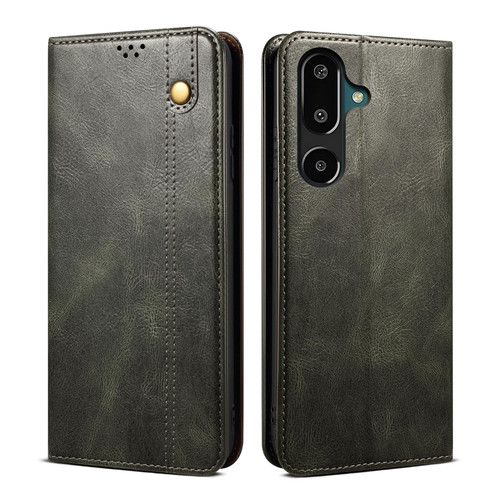 Samsung Galaxy S26+ Oil Wax Crazy Horse Texture Leather Phone Case - Green