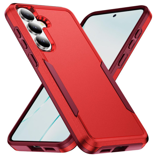 Samsung Galaxy S26+ Pioneer Armor Heavy Duty PC Hybrid TPU Phone Case - Red+Rose Red