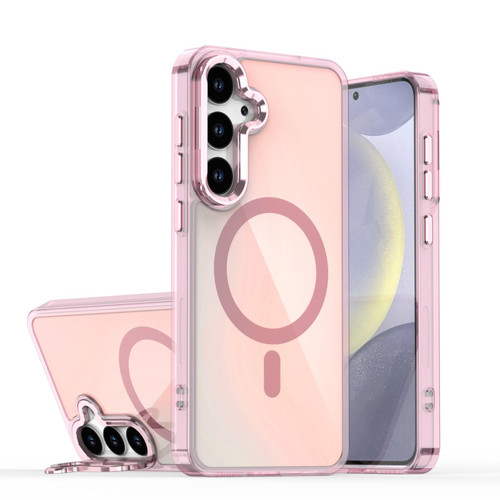Samsung Galaxy S26+ Plating Gradient Discolor MagSafe Phone Case with Holder - Pink