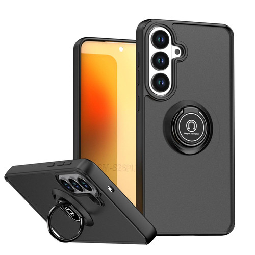 Samsung Galaxy S26+ Q Shadow 1 Series TPU + PC Phone Case with Ring - Black+Black