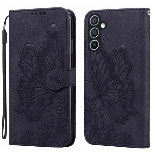 Samsung Galaxy S26+ Retro Skin Feel Butterflies Embossing Horizontal Flip Leather Phone Case - Black