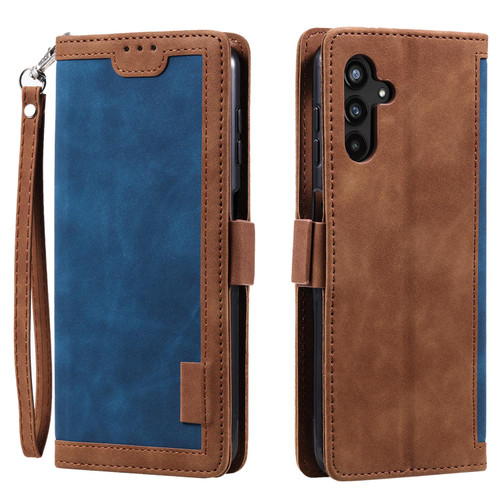 Samsung Galaxy S26+ Retro Splicing Horizontal Flip Leather Phone Case - Blue