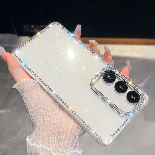 Samsung Galaxy S26+ Rhinestone Glitter TPU 4-corners Anti-fall Phone Case - White