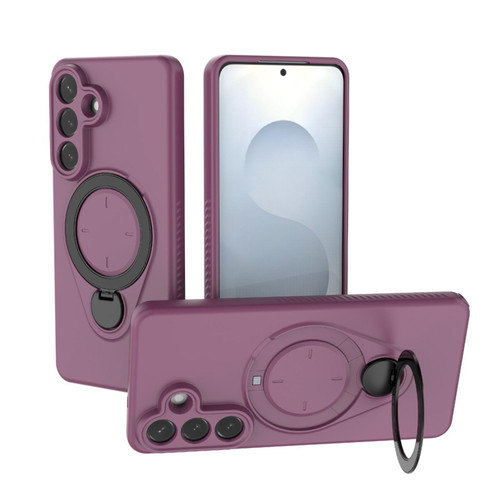 Samsung Galaxy S26+ Ring Shield MagSafe TPU Phone Case with 360 Degree Rotating Holder - Wine Red