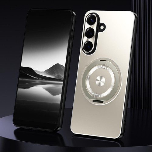 Samsung Galaxy S26+ Rotating Holder Frosted Metal Phone Case - Titanium