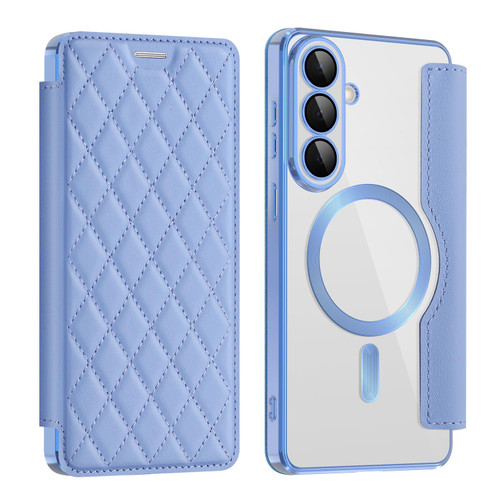 Samsung Galaxy S26+ Shield MagSafe RFID Anti-theft Rhombus Leather Phone Case - Blue