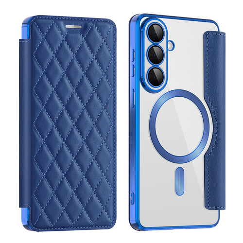 Samsung Galaxy S26+ Shield MagSafe RFID Anti-theft Rhombus Leather Phone Case - Dark Blue