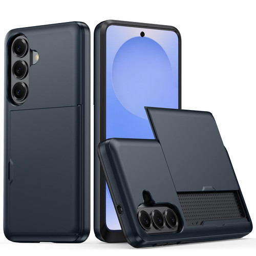 Samsung Galaxy S26+ Shockproof Armor Phone Case with Card Slot - Blue