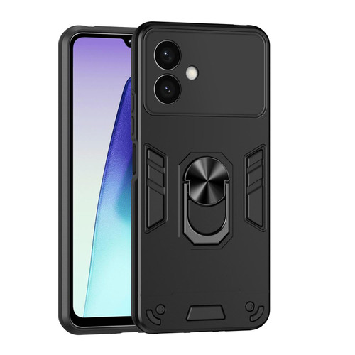 Samsung Galaxy S26+ Shockproof Metal Ring Holder Phone Case - Black