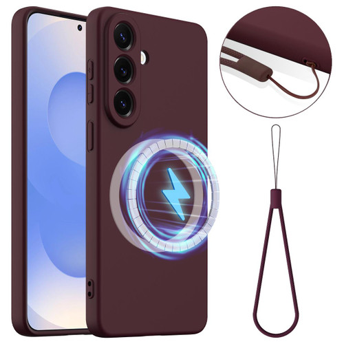 Samsung Galaxy S26+ Shockproof Silicone Magsafe Phone Case - Plum Color