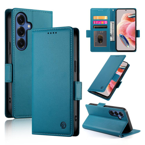 Samsung Galaxy S26+ Side Buckle Magnetic Frosted Leather Phone Case - Blue