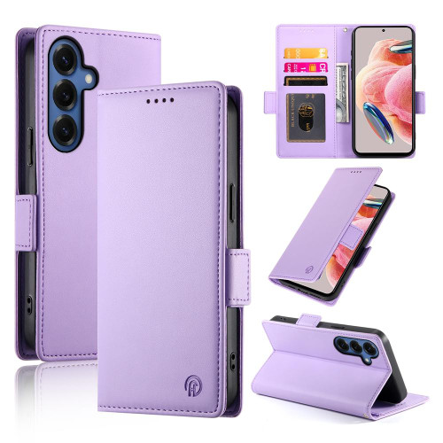 Samsung Galaxy S26+ Side Buckle Magnetic Frosted Leather Phone Case - Purple