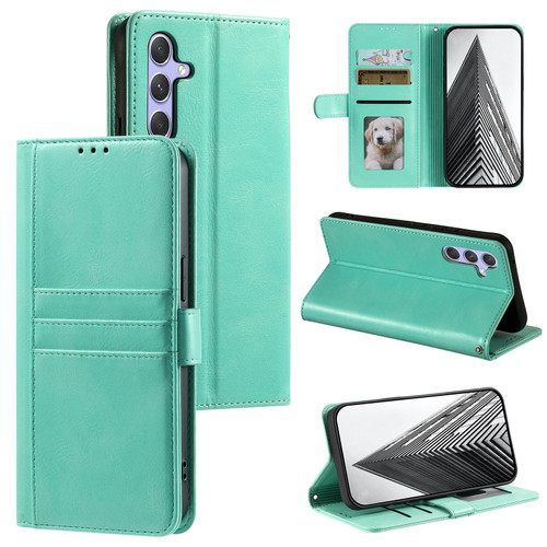 Samsung Galaxy S26+ Simple 6-Card Wallet Leather Phone Case - Green