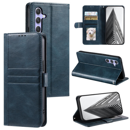 Samsung Galaxy S26+ Simple 6-Card Wallet Leather Phone Case - Navy Blue