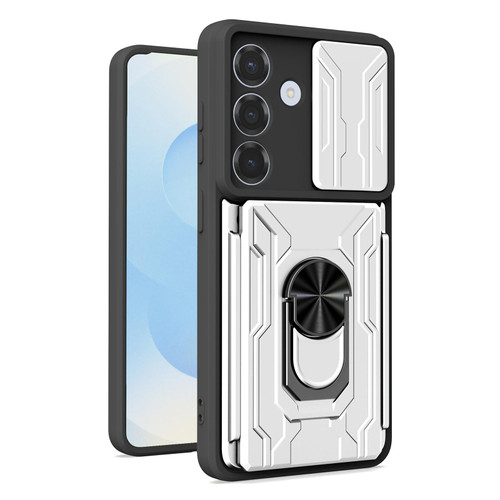Samsung Galaxy S26+ Sliding Camshield TPU+PC Phone Case with Card Slot - White