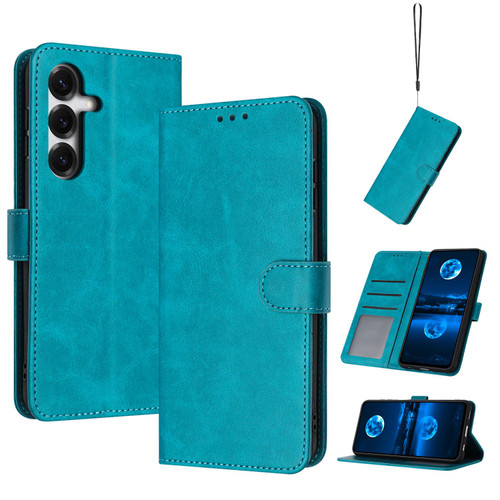 Samsung Galaxy S26+ Solid Calf Texture Flip Leather Phone Case - Green