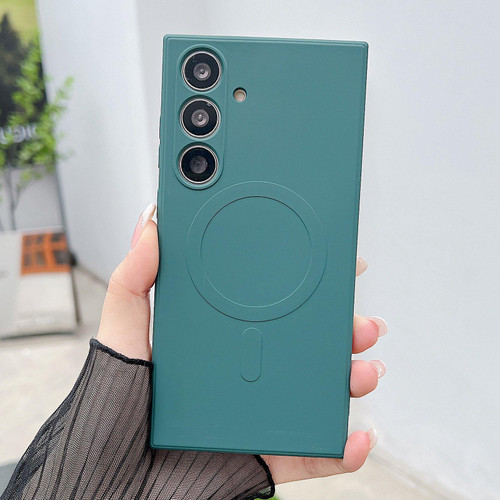 Samsung Galaxy S26+ Solid Color Liquid Silicone MagSafe Magnetic Phone Case - Dark Green