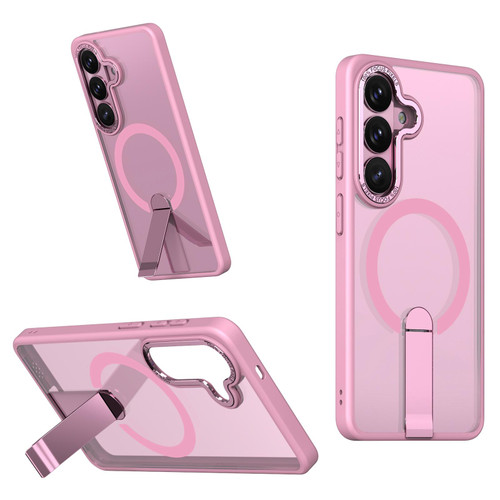 Samsung Galaxy S26+ Star Shine Series TPU + PC MagSafe Phone Case with Fold Holder - Pink